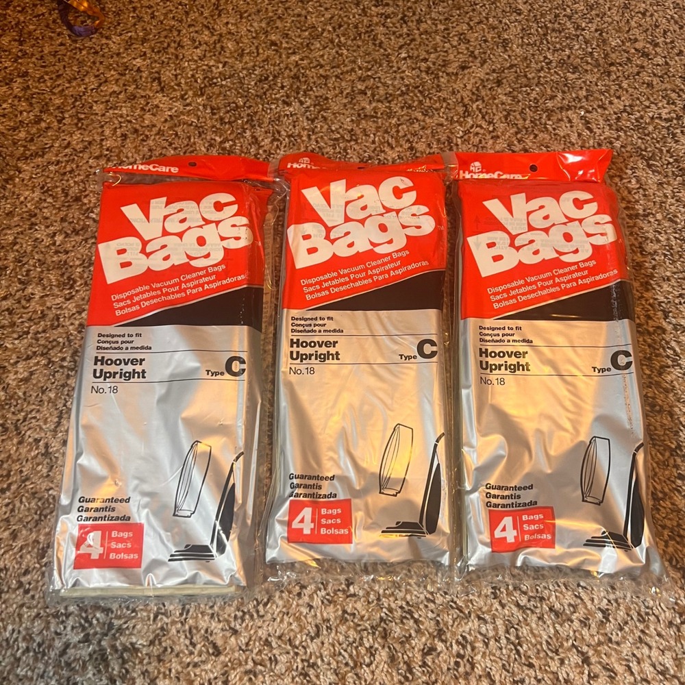 Hoover Vac Bags Type C Upright Vacuum Cleaner Bags No. 18 - 3 sets 4 Bags Each
